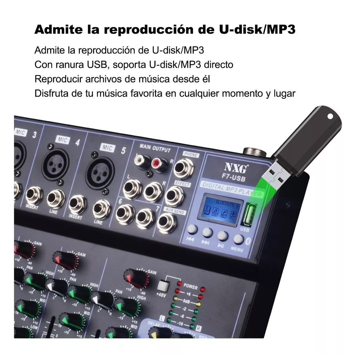 Mezcladora Pasiva 7 Canales Con Bluetooth Phantom Usb