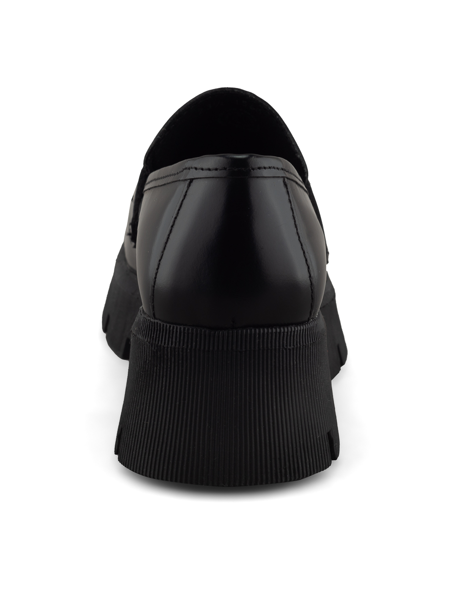 Mocasín Chunky En Piel Vacuno Negro Para Mujer
