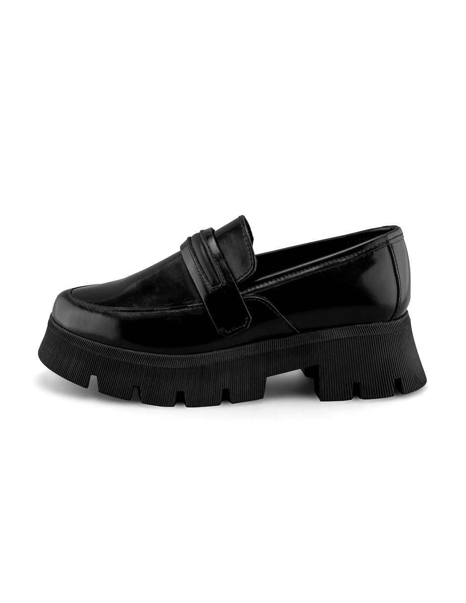 Mocasín Chunky En Piel Vacuno Negro Para Mujer