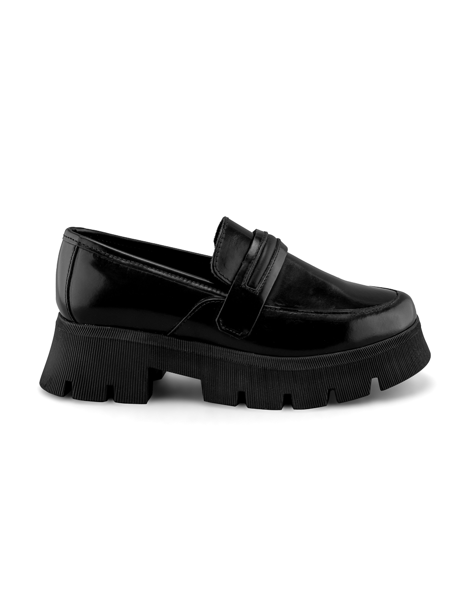 Mocasín Chunky En Piel Vacuno Negro Para Mujer