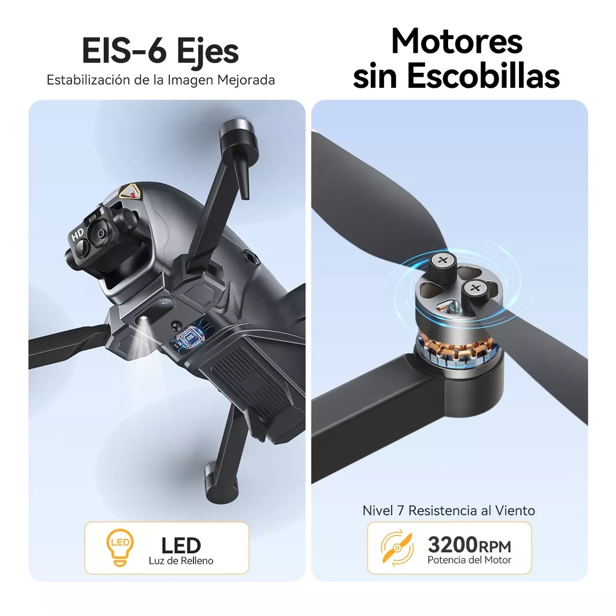 Mini Drone 8k Con Dual Cámara Hd Sin Escobillas 3 Baterías