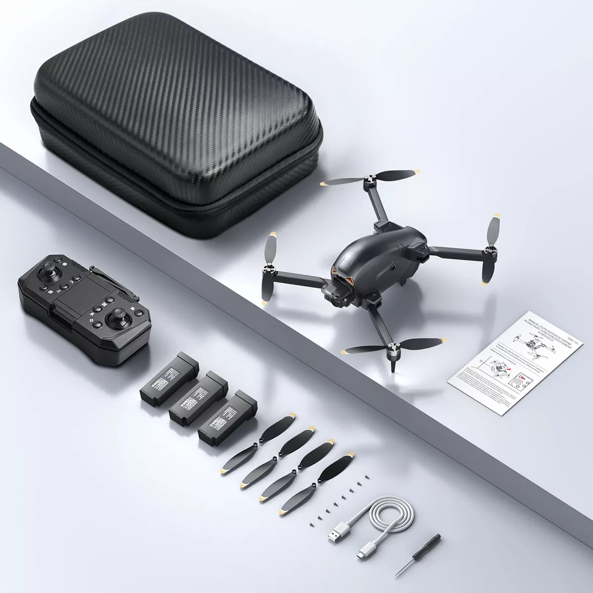Mini Drone 8k Con Dual Cámara Hd Sin Escobillas 3 Baterías