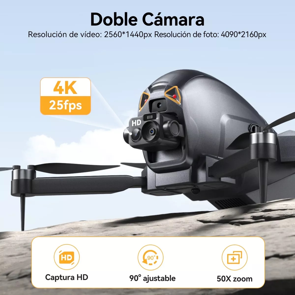 Mini Drone 8k Con Dual Cámara Hd Sin Escobillas 3 Baterías