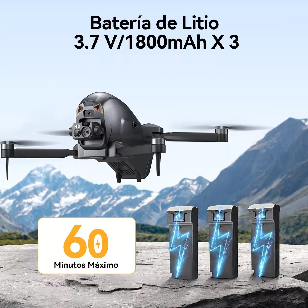 Mini Drone 8k Con Dual Cámara Hd Sin Escobillas 3 Baterías