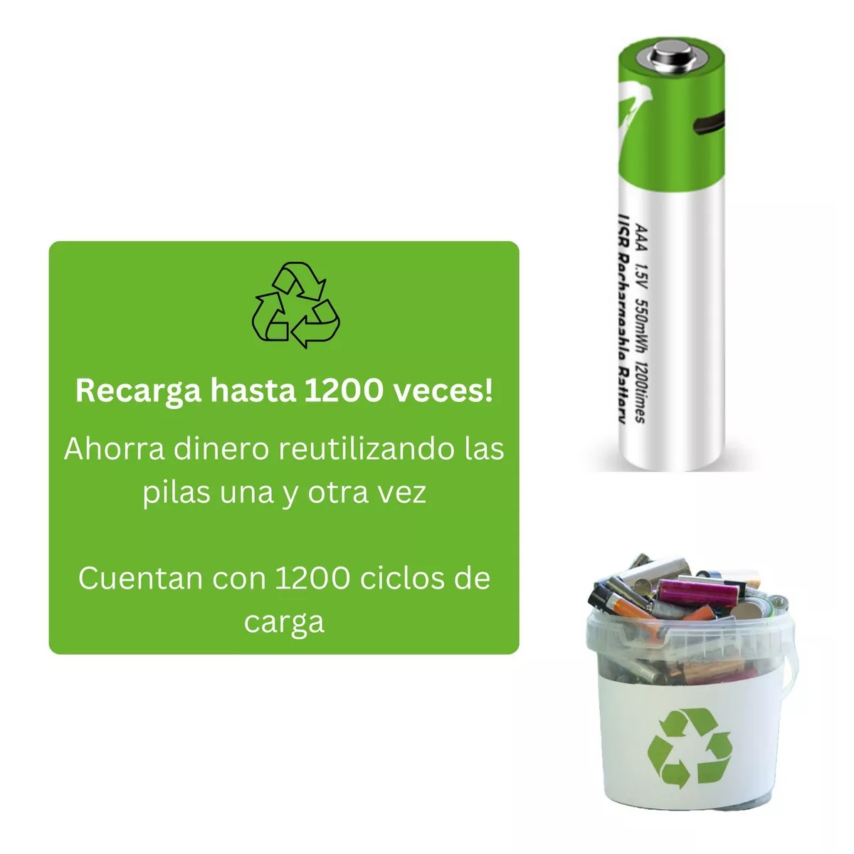 Paquete 4 Pilas Aaa Recargables Usb C 750mwh 1.5v