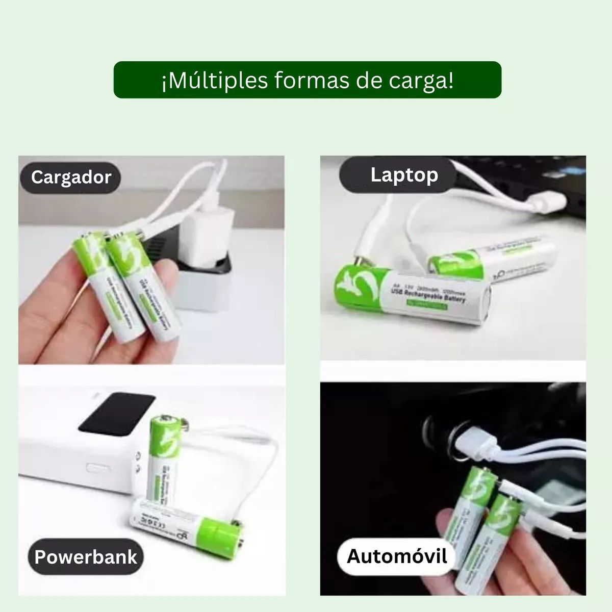 Paquete 4 Pilas Aaa Recargables Usb C 750mwh 1.5v