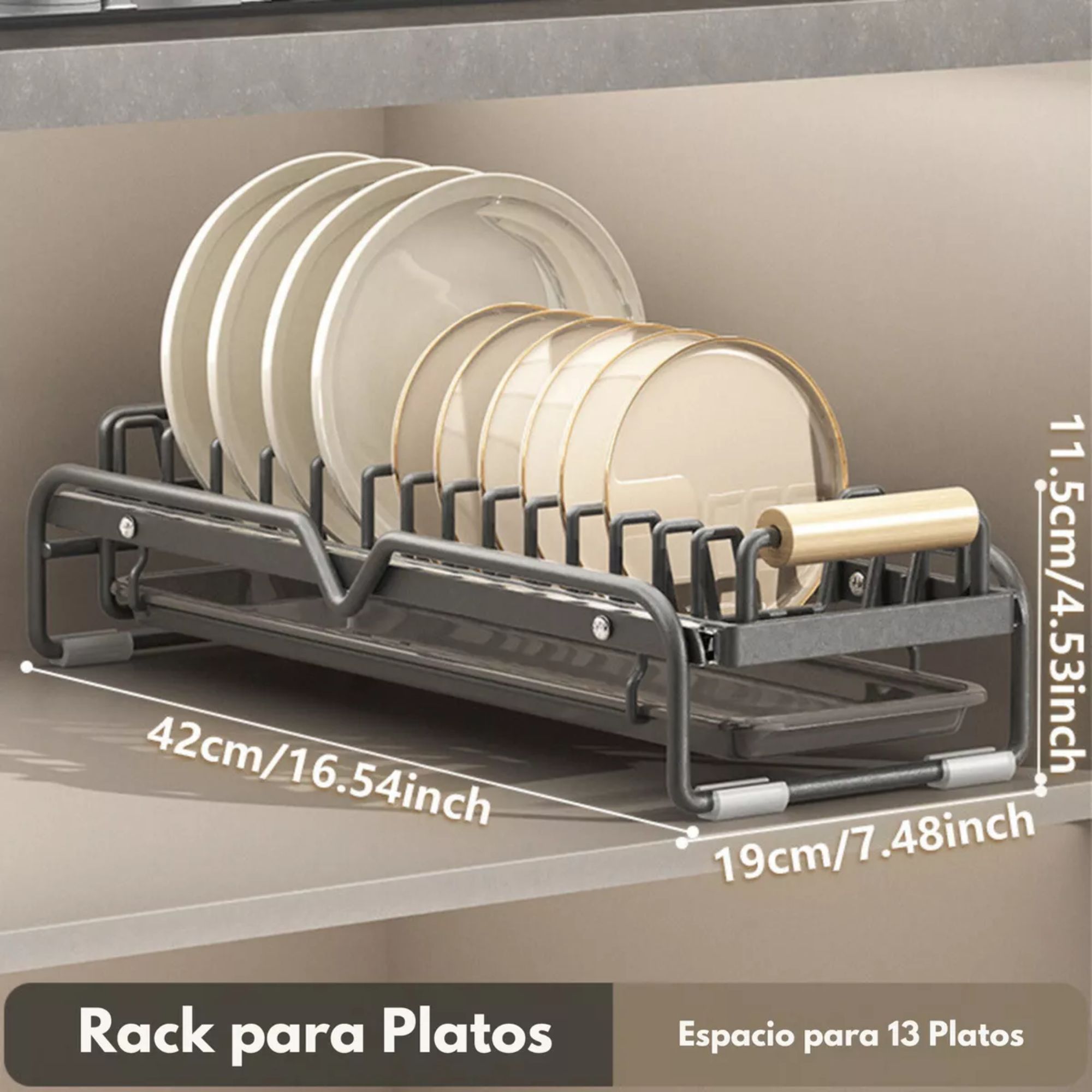 Estante Organizador Rack Deslizable Escurridor Para Cocina para Platos Color Gris