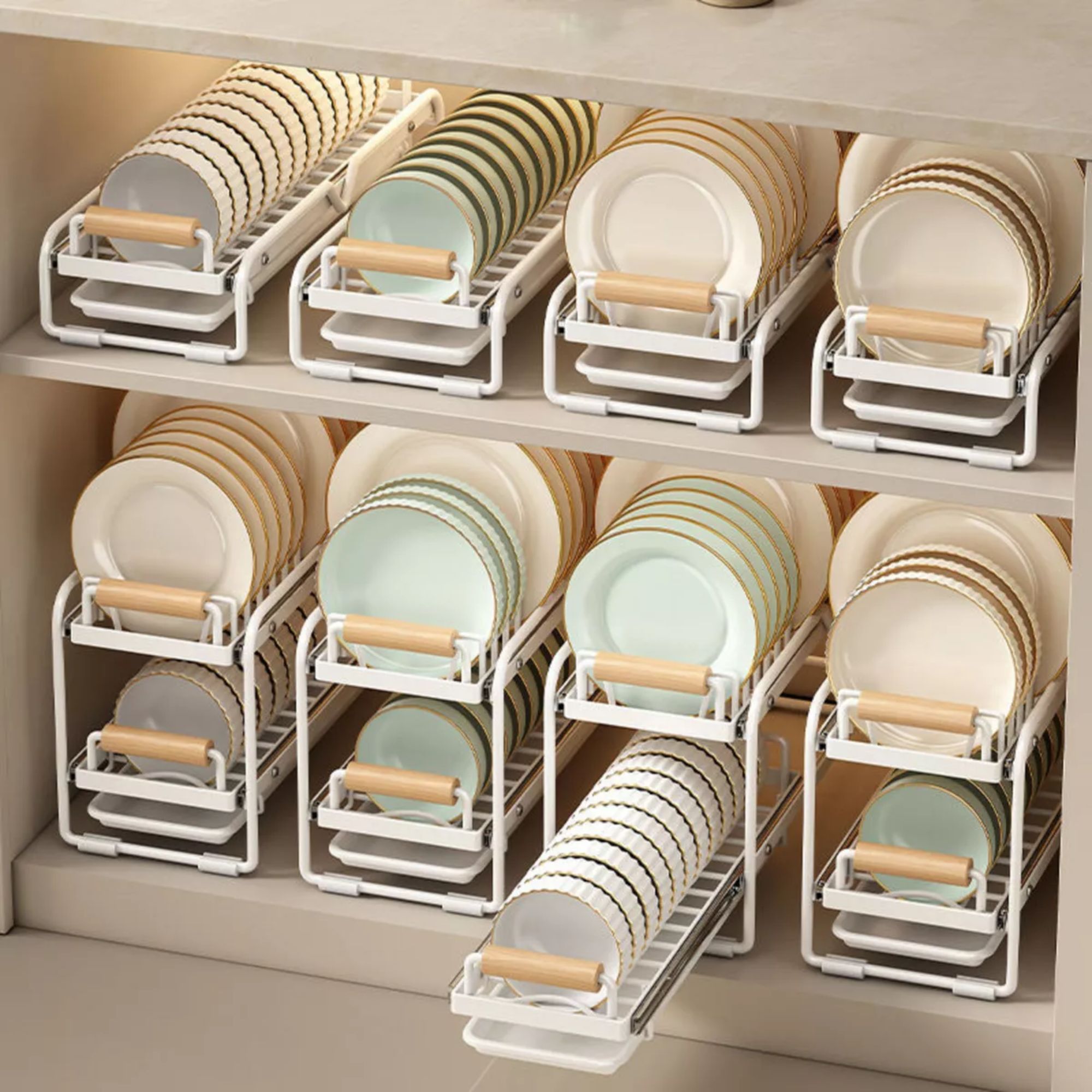 Estante Organizador Rack Deslizable Escurridor Para Cocina para Platos Color Gris