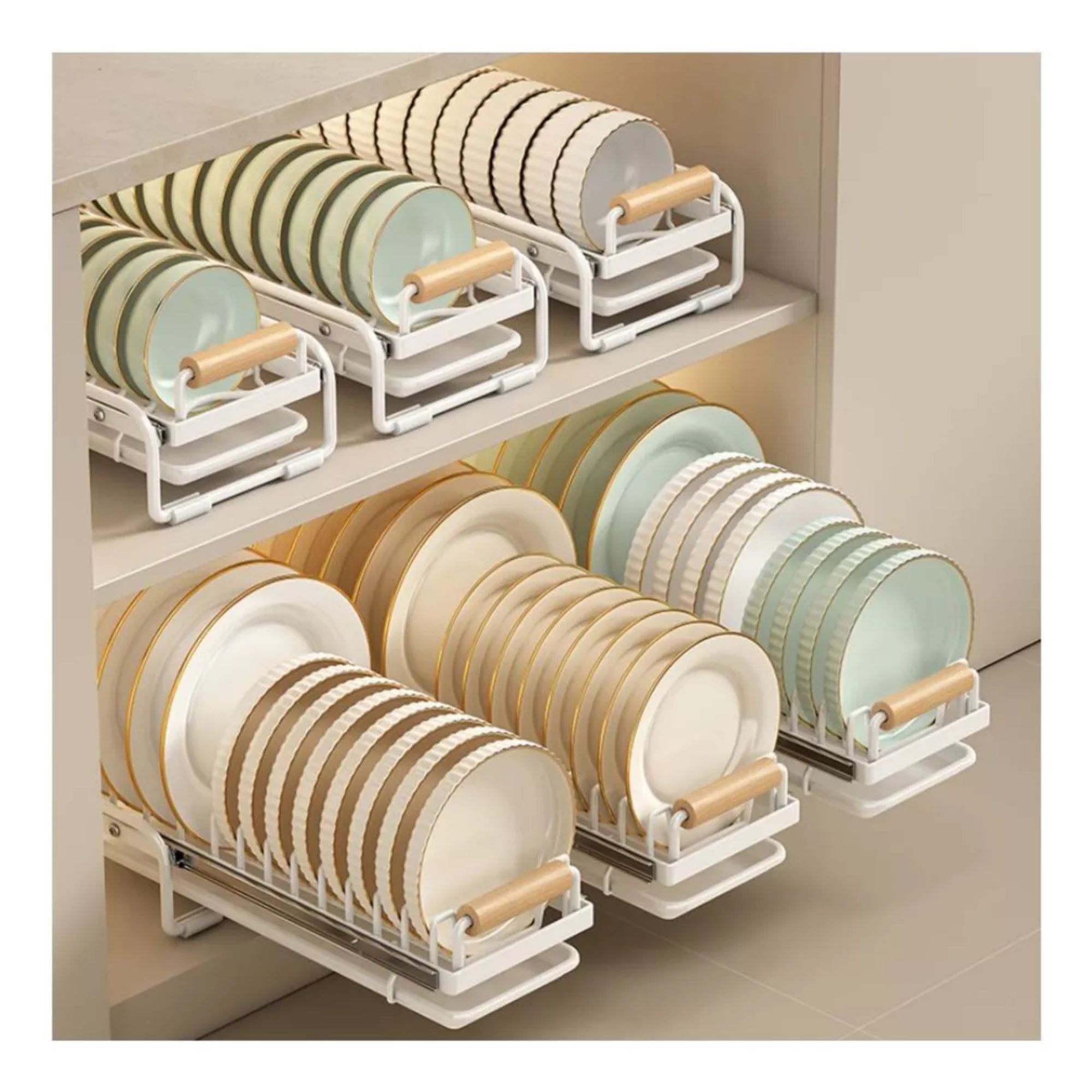 Estante Organizador Rack Deslizable Escurridor Para Cocina para Platos Color Gris