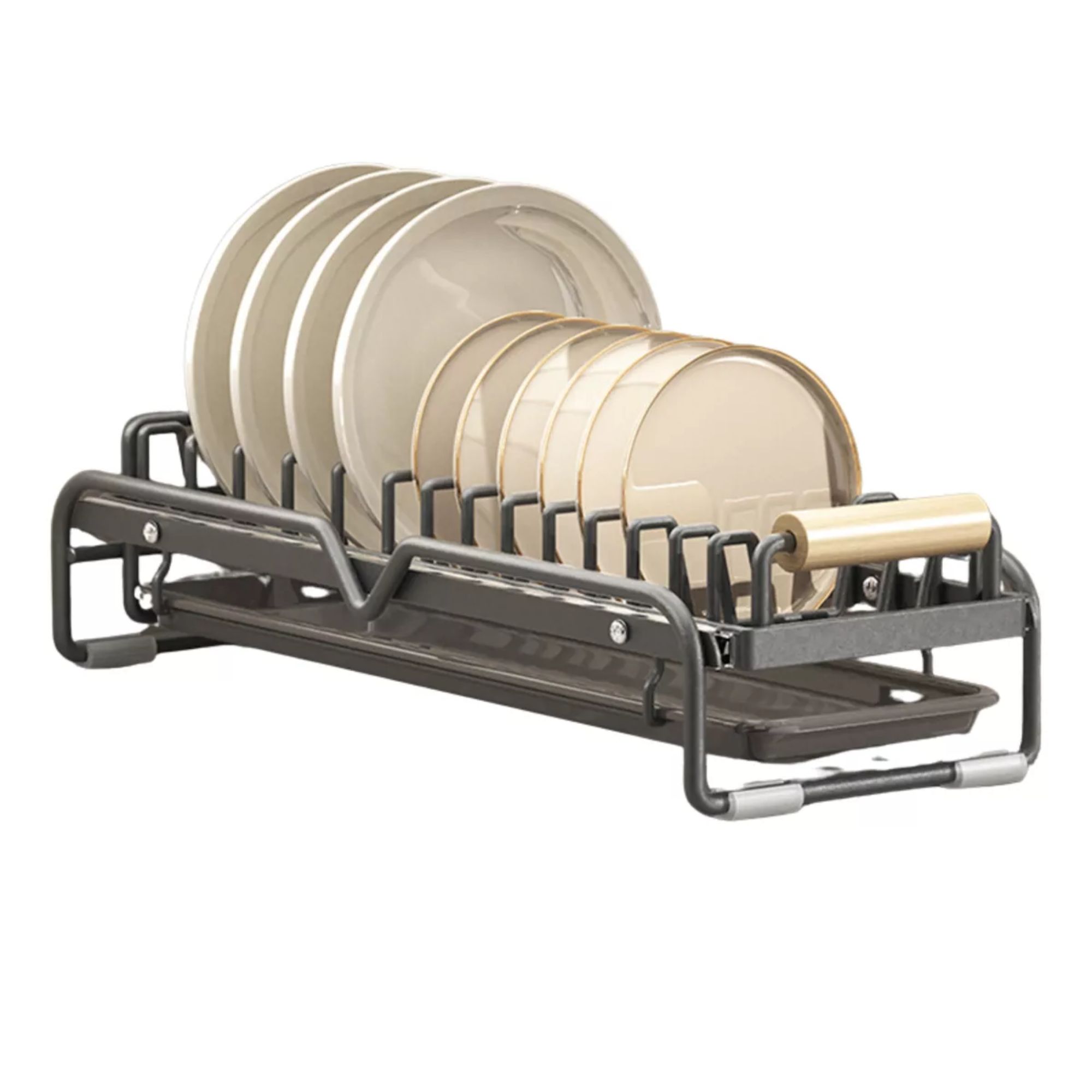 Estante Organizador Rack Deslizable Escurridor Para Cocina para Platos Color Gris