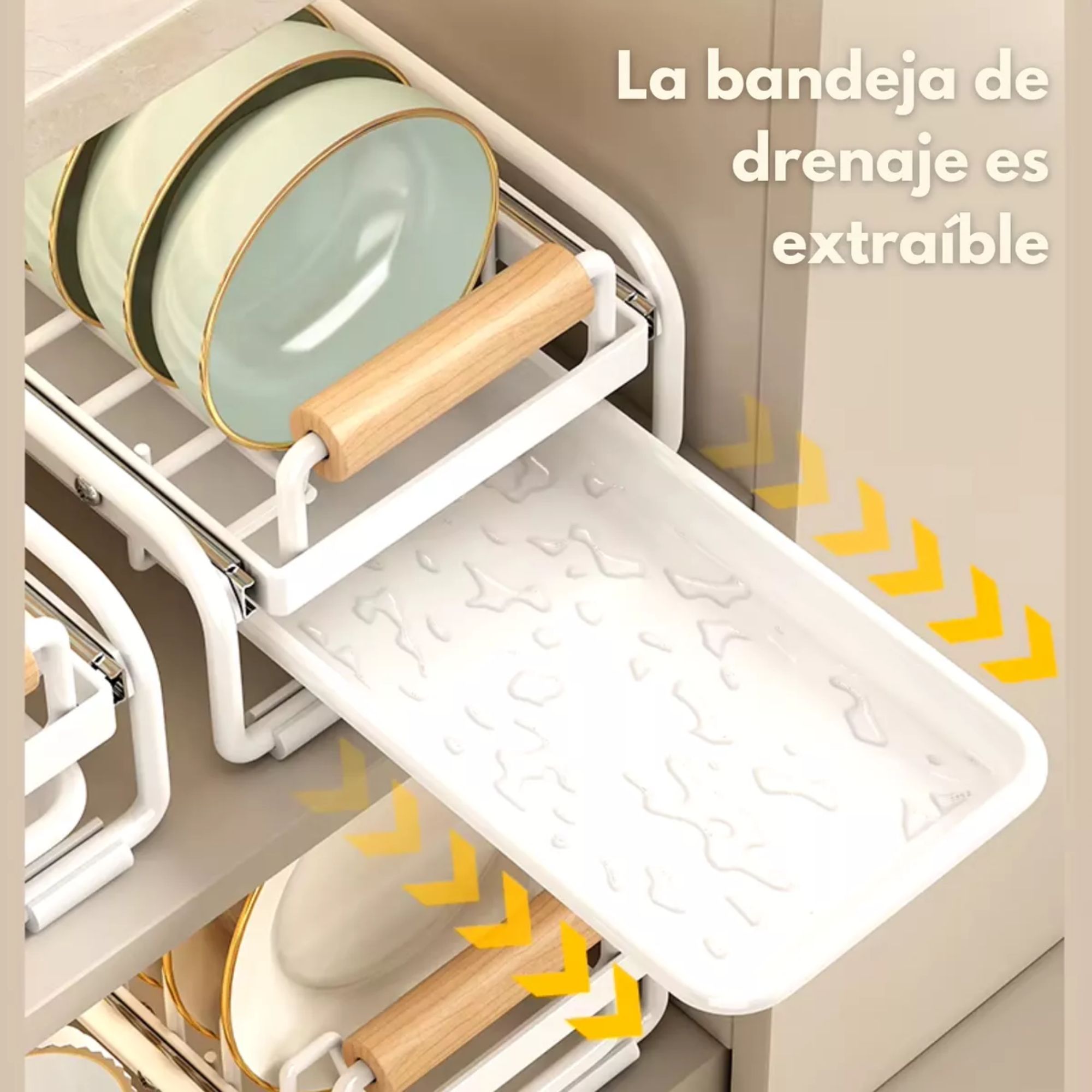 Estante Organizador Rack Deslizable Escurridor Para Cocina para Tazones Color Blanco