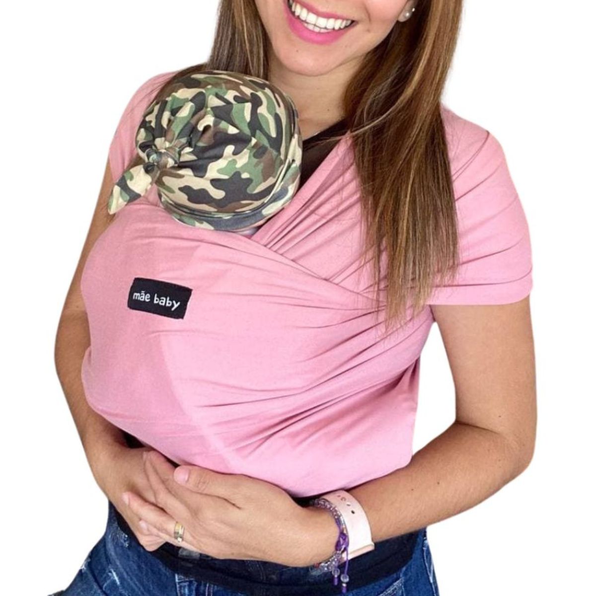 Mãe Baby Fular Ergonómico para Bebé | Portabebé | Fular Elástico | Hasta 10Kg | Baby Wrap | Color Rosa Palo, 1 Pieza