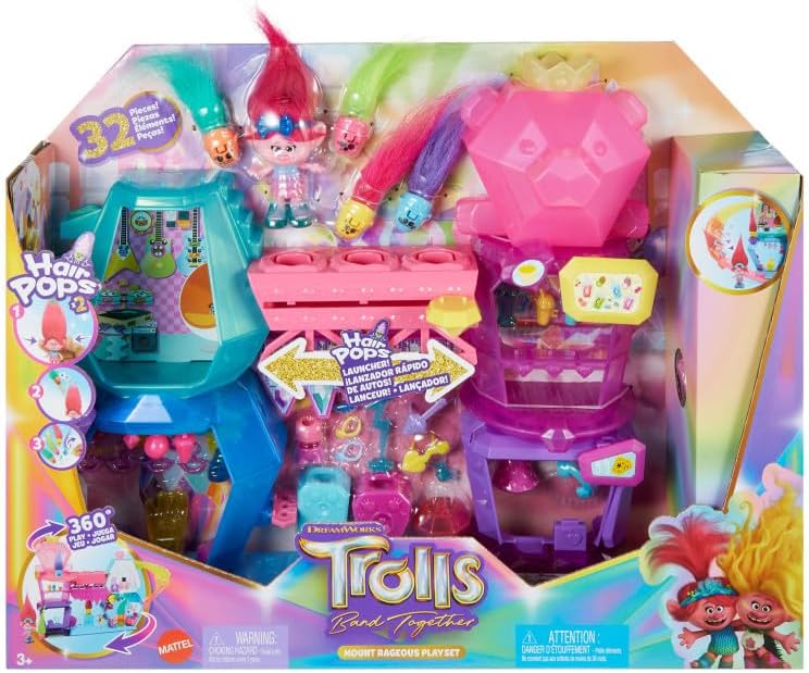 Trolls Set Juego Monte Furia Tobogán Extraíble para niñas de 3 años en adelante