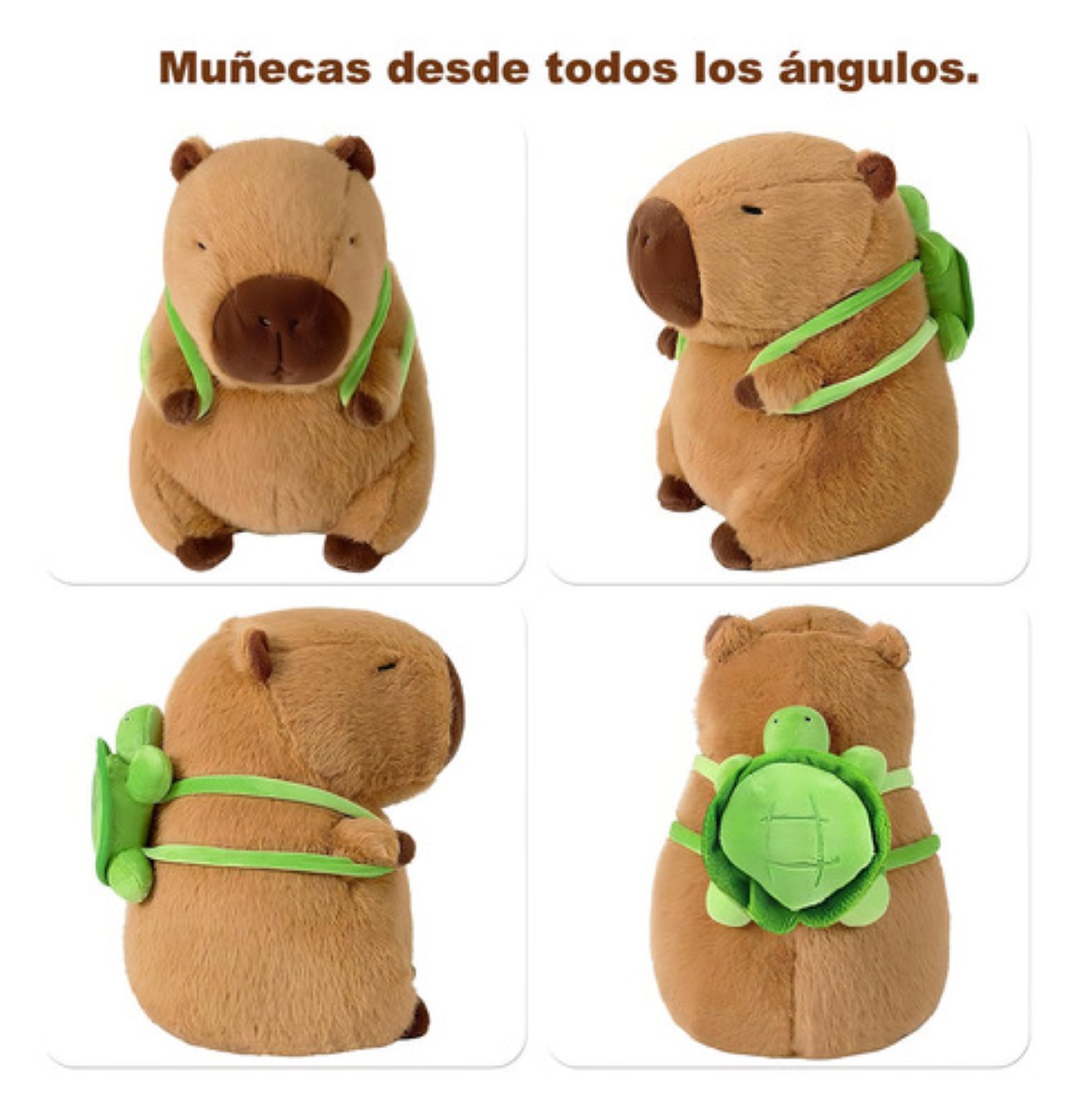 Juguetes de peluche de capibara y mochilas pequeñas con forma de tortuga
