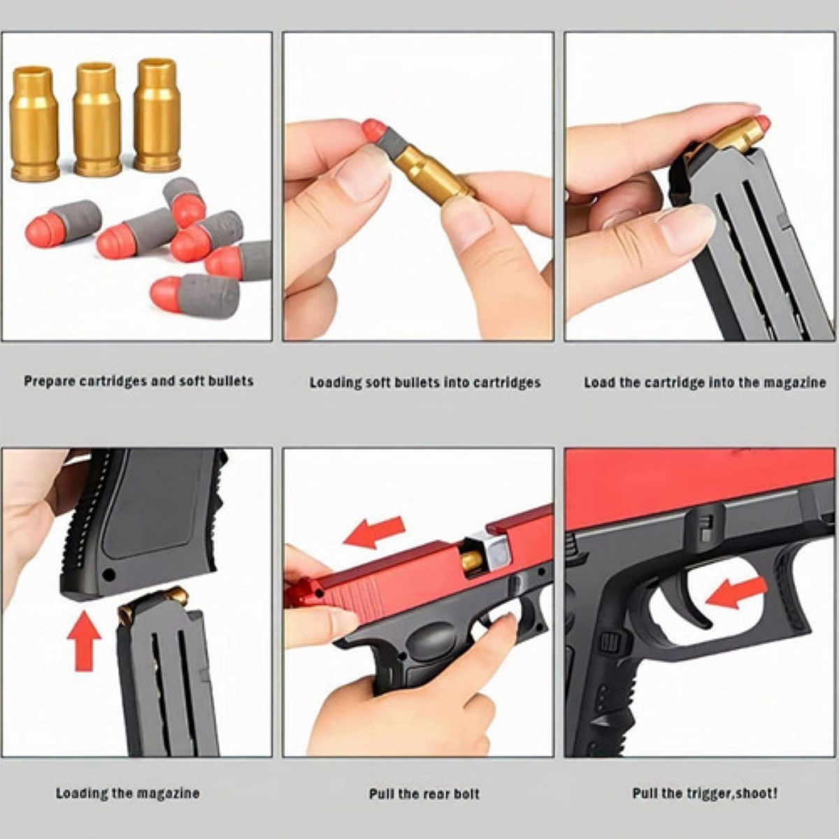 Pistola Glock Juguete Niños Bala Blanda Silenciador Regalo AZUL