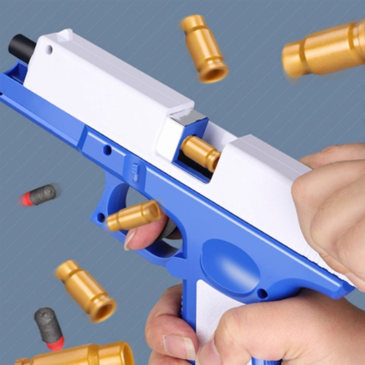 Pistola Glock Juguete Niños Bala Blanda Silenciador Regalo AZUL