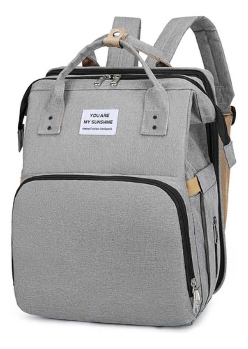 Pañalera Expandible Impermeable Y Cambiador Mochila 3 En 1 gris