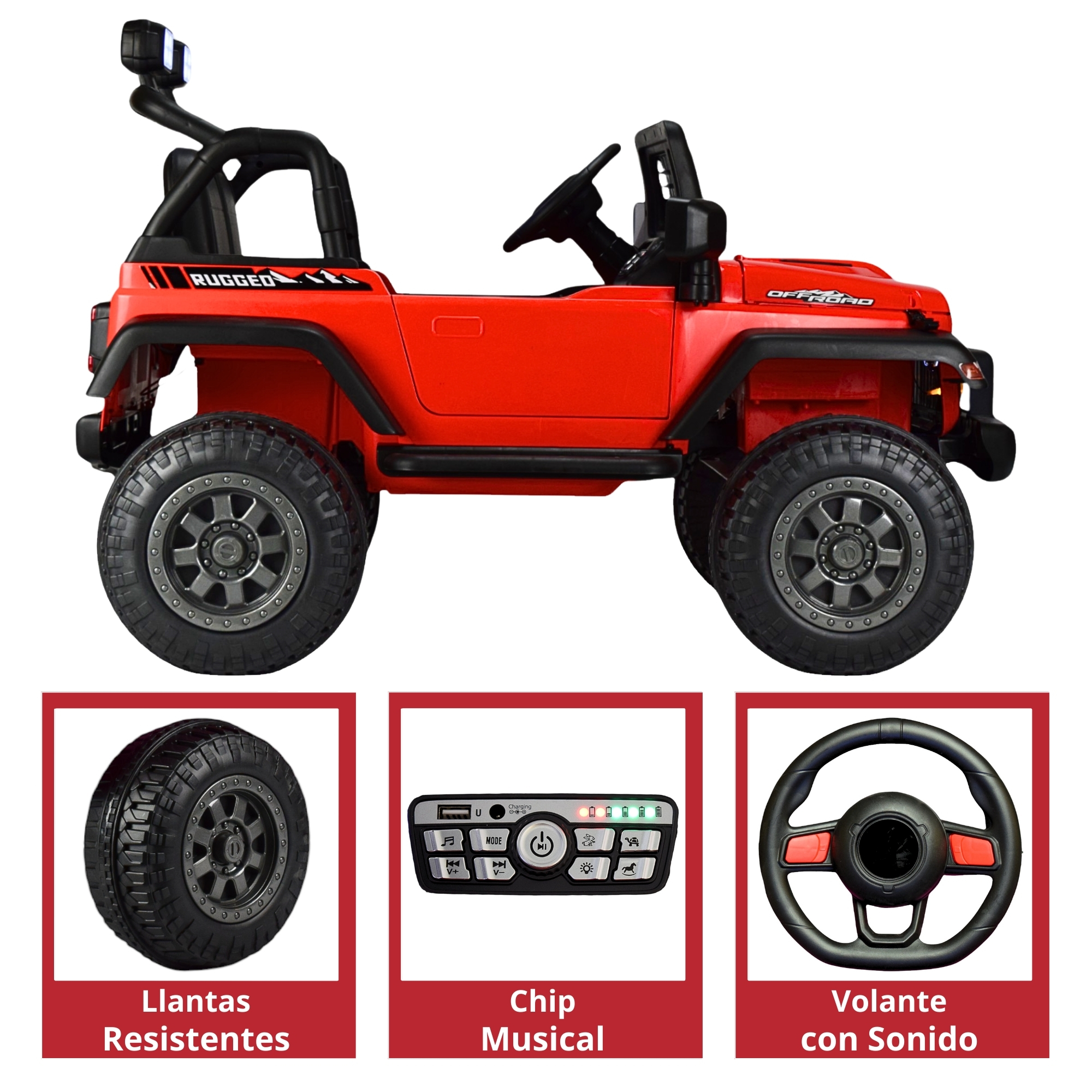 Montable Electrico para Niños Camioneta Control Remoto 12v - ROJO