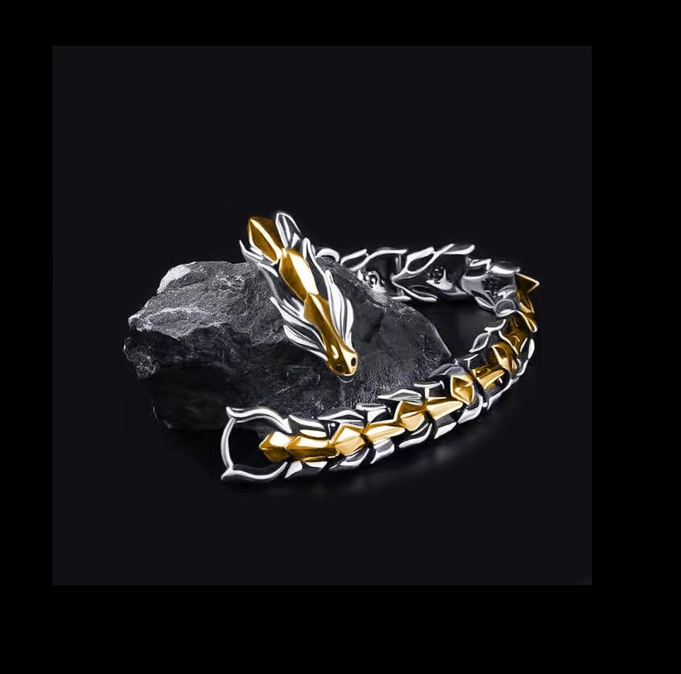 Pulsera adorno brazalete dorado plata Acero Inoxidable Cabeza Dragón Escamas Accesorio Regalo