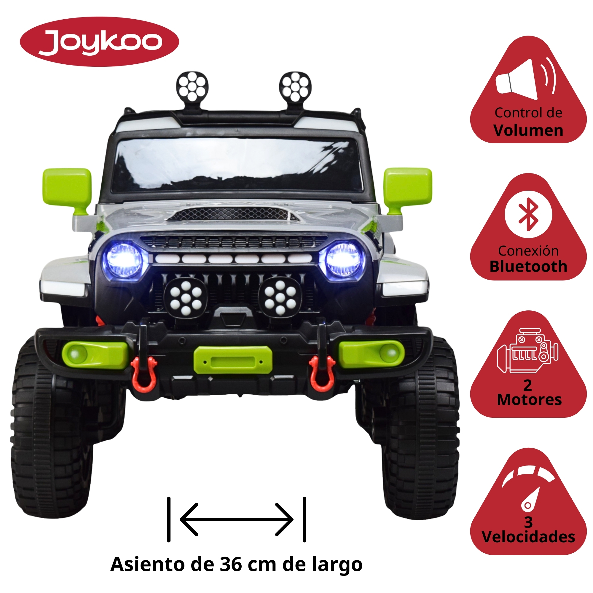 Montable Electrico Camioneta Para Niños Control Remoto Luz 12v - GRIS