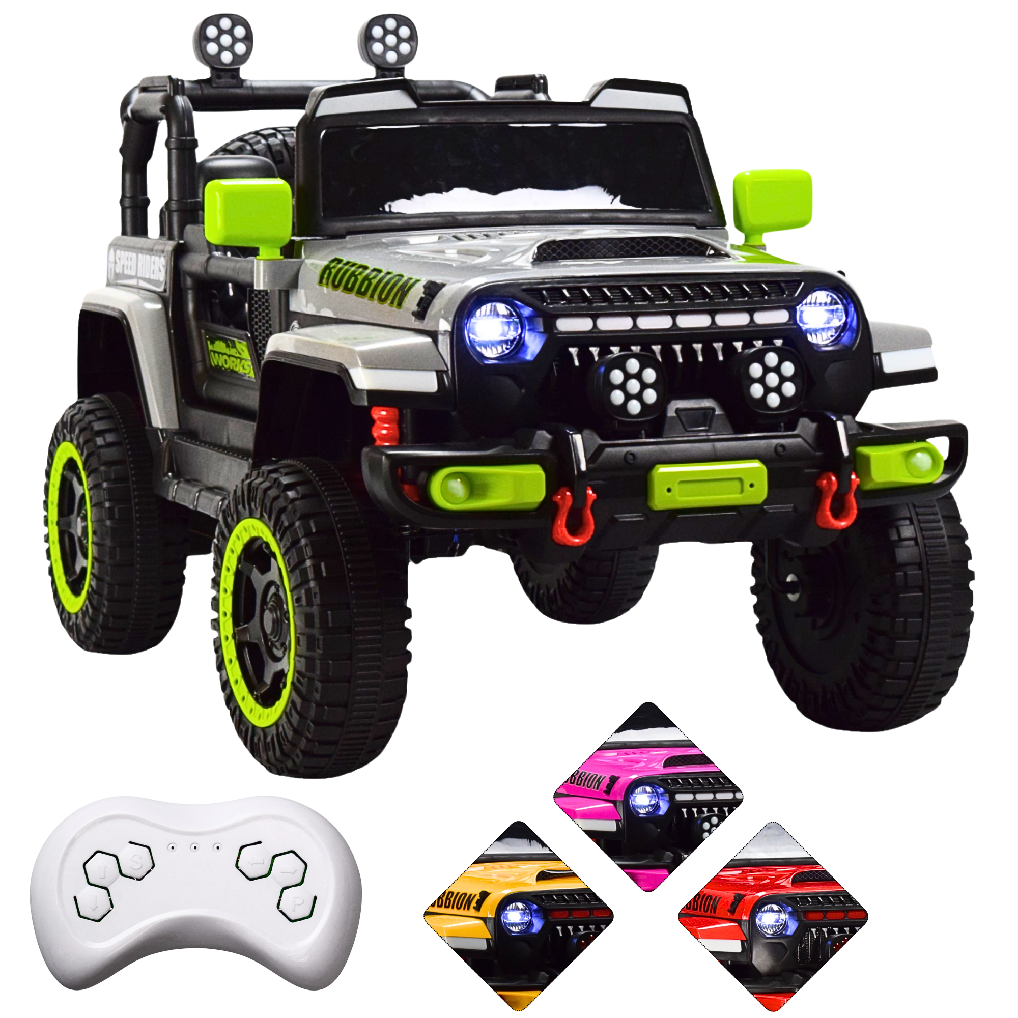 Montable Electrico Camioneta Para Niños Control Remoto Luz 12v - GRIS