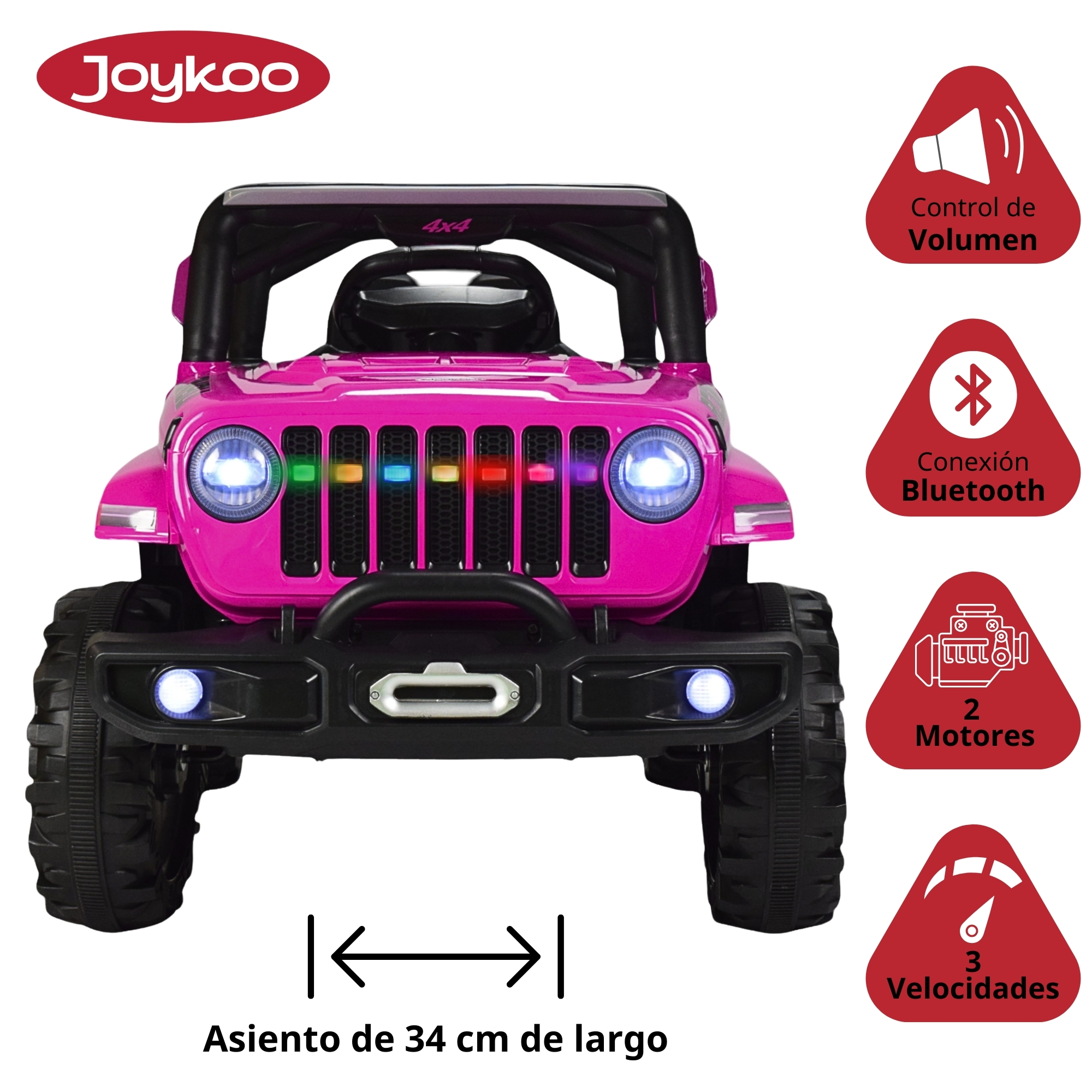 Montable Electrico Camioneta 4x4 Control Remoto Luz Led 12v - ROSA