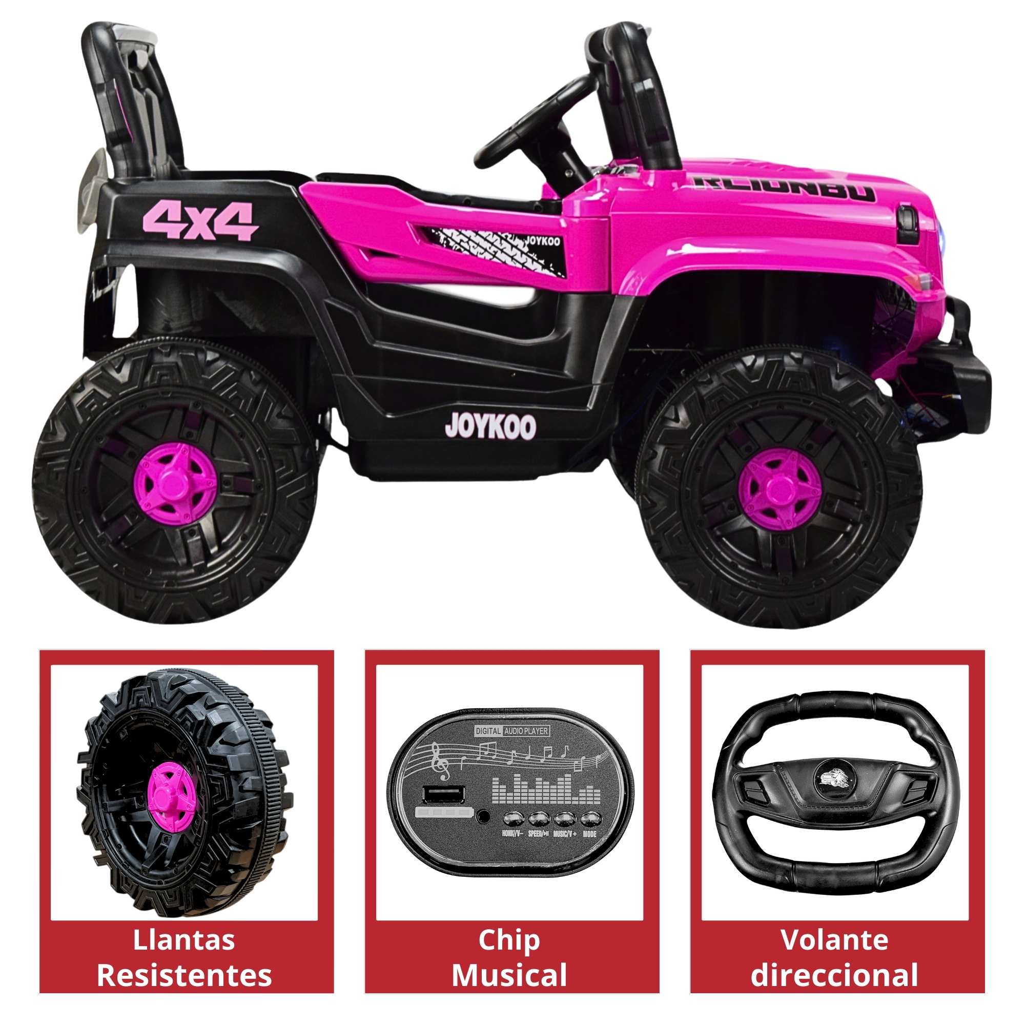 Montable Electrico Camioneta 4x4 Control Remoto Luz Led 12v - ROSA