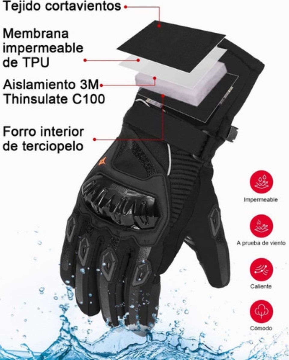 Guantes De Moto Invierno Frio Impermeables Y Térmicos Táctil talla G