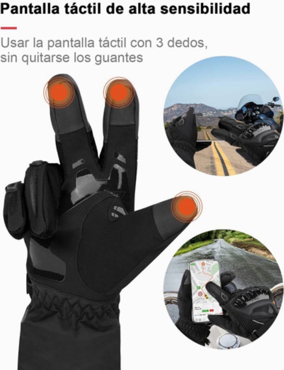 Guantes De Moto Invierno Frio Impermeables Y Térmicos Táctil talla G