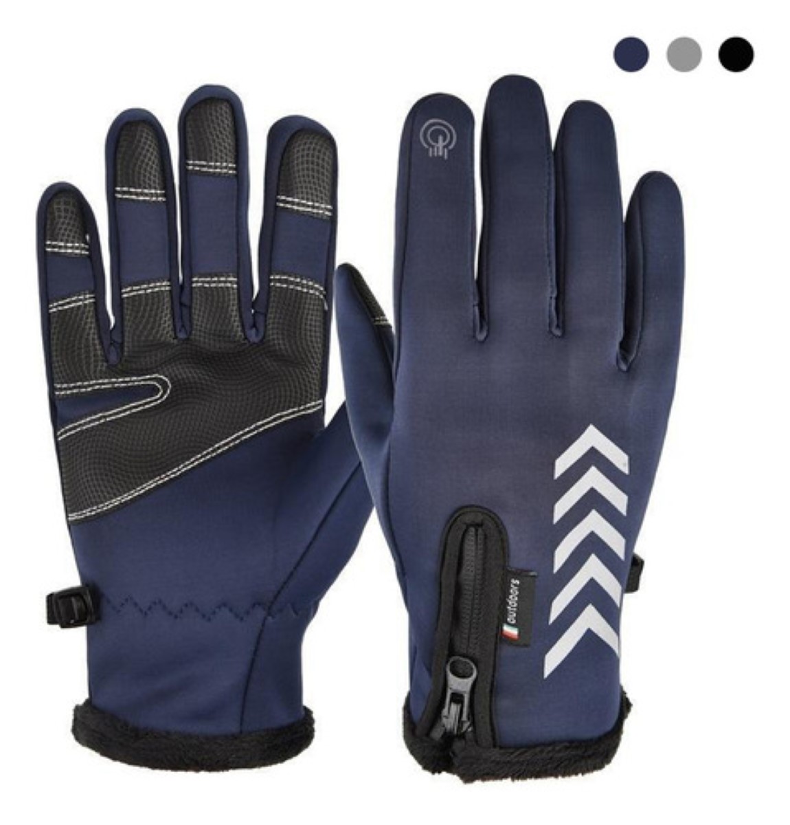 Guantes De Cuero Térmicos Impermeables Touch Para Moto/bici TALLA G AZUL MARINO