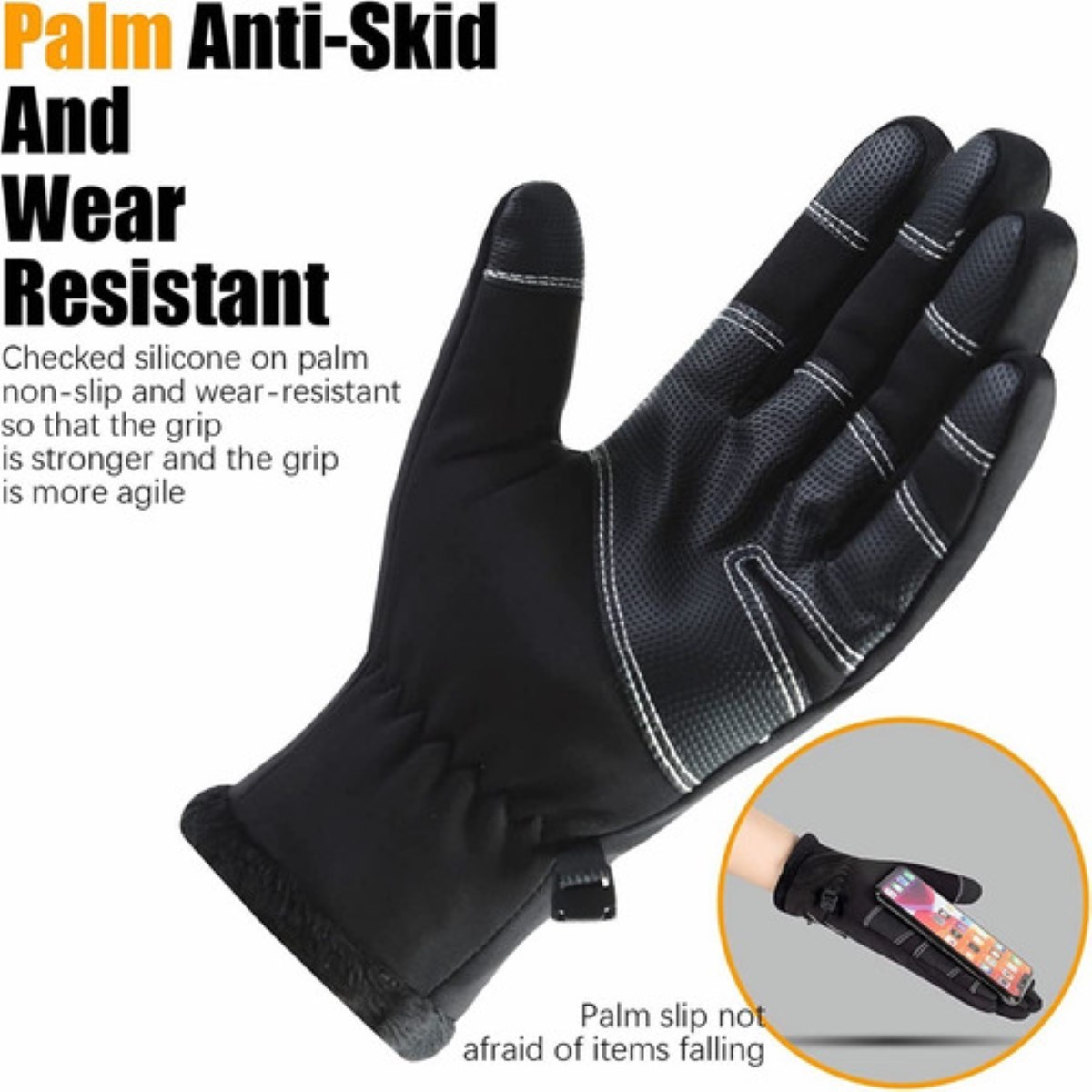Guantes De Cuero Térmicos Impermeables Touch Para Moto/bici TALLA G AZUL MARINO