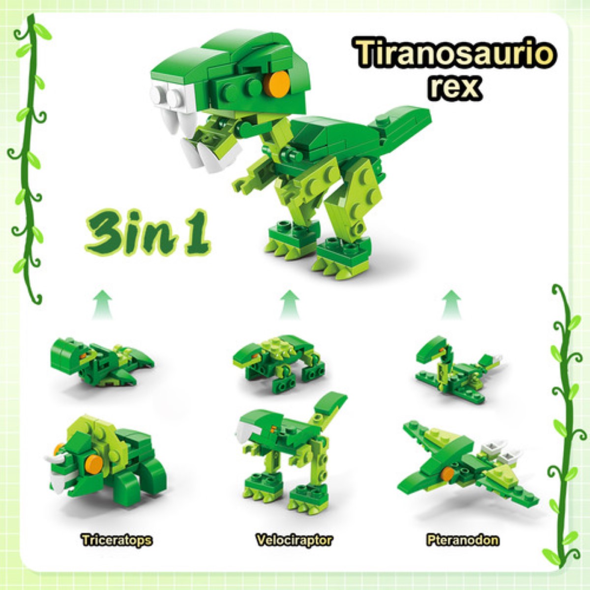 3d Juego De Bloques De Construcción De Mini Animales 12 En 1 COLORES