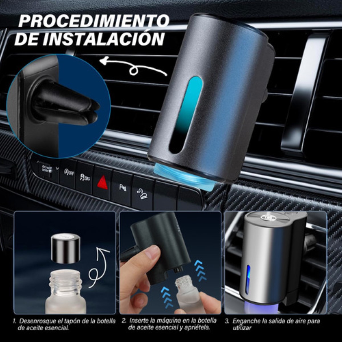 Ambientador Auto Coche Aromatizador Inteligente Automático NEGRO