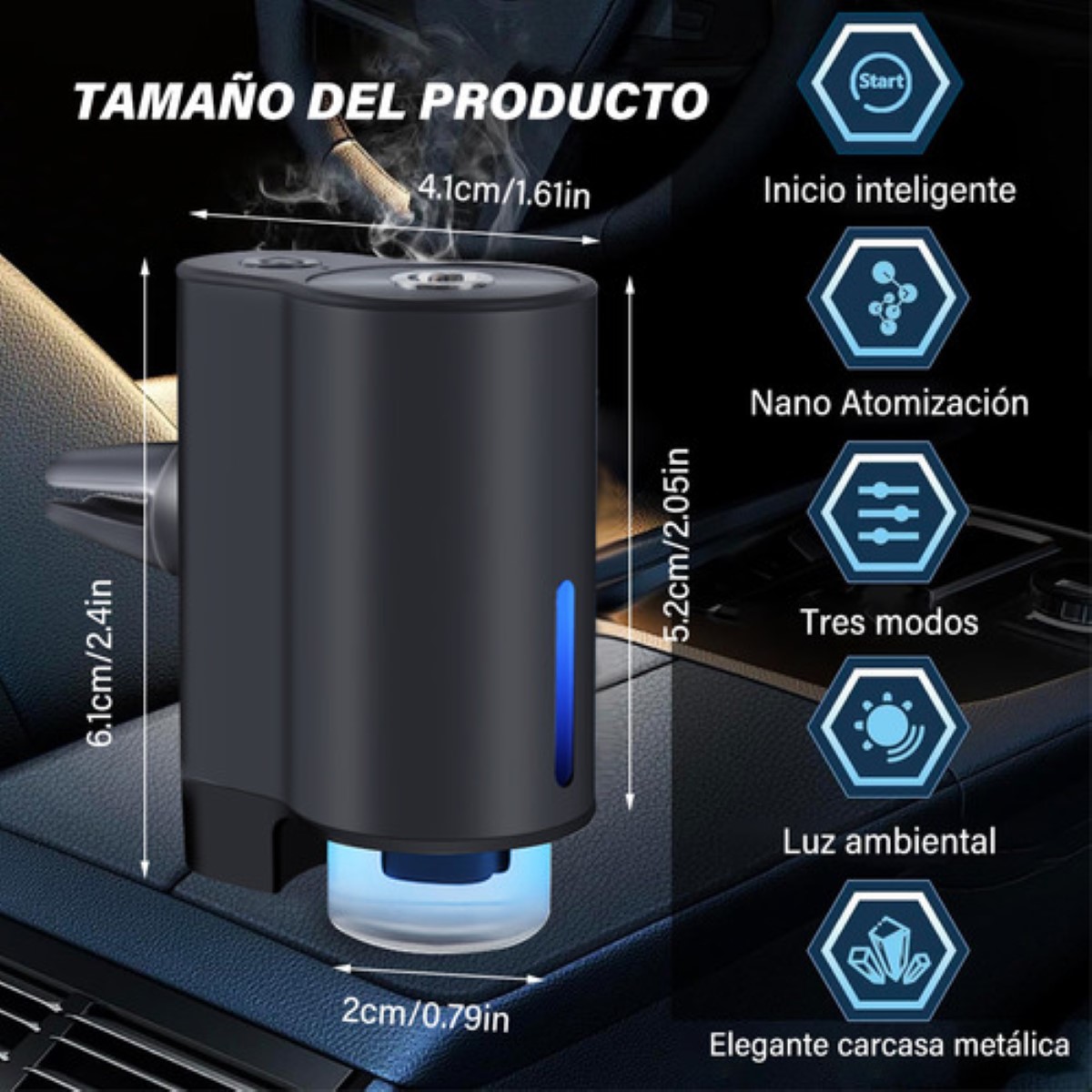 Ambientador Auto Coche Aromatizador Inteligente Automático aZUL MARINO