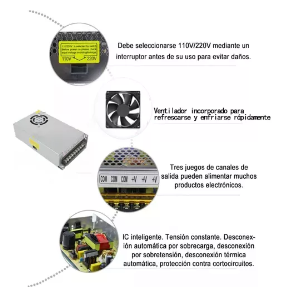 Fuente Conmutada De Alimentación Equipo Industrial  24v 10a 250w, 110 / 220v