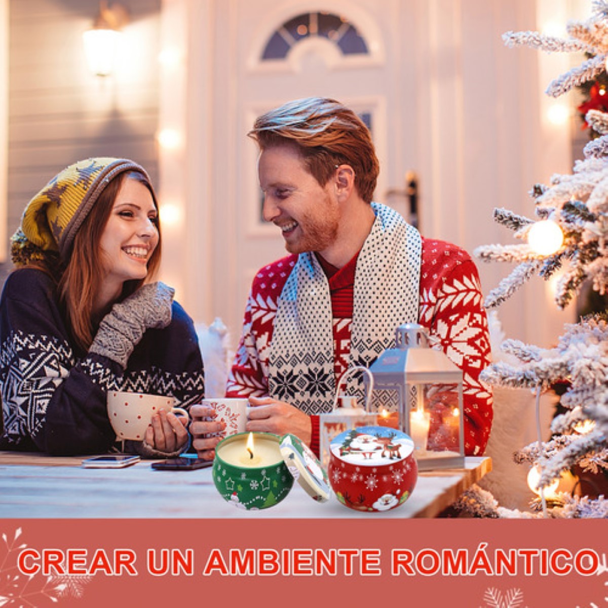4 Velas De Aromaterapia Cera Soja Vela Aromáticas De Navidad CAJA ROJA 