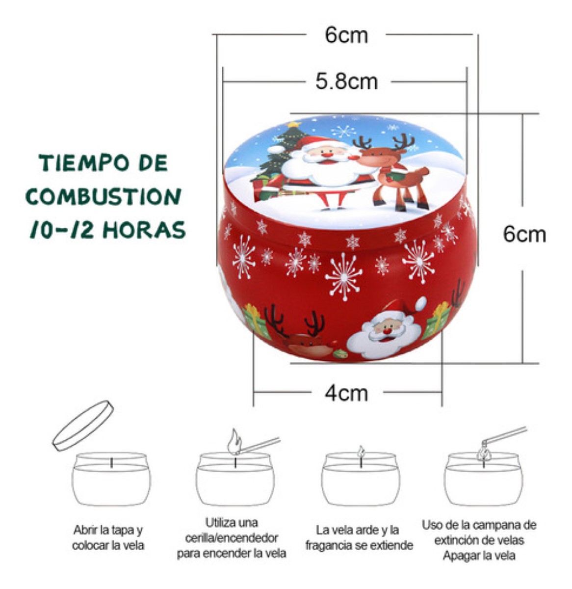 4 Velas De Aromaterapia Cera Soja Vela Aromáticas De Navidad CAJA ROJA 