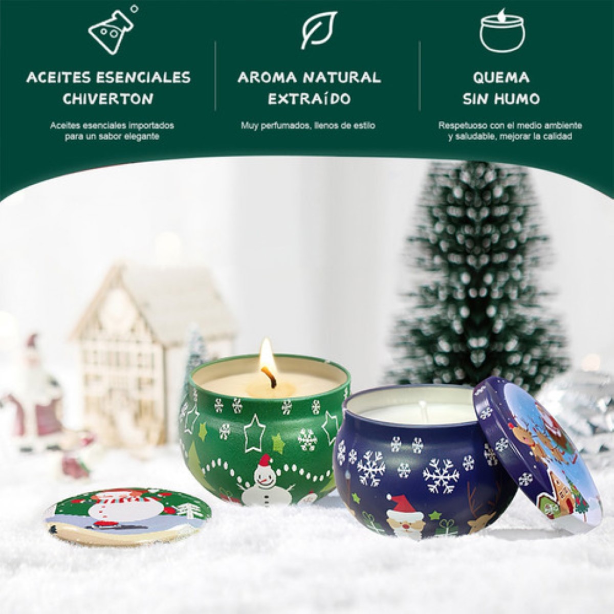 4 Velas De Aromaterapia Cera Soja Vela Aromáticas De Navidad CAJA ROJA 