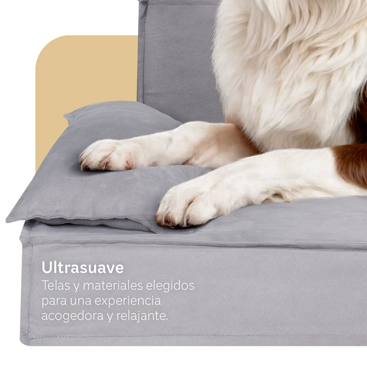 Sofá Cama Ortopédica para Perros y Mascotas Grande con Funda Lavable Gris ESQUIMAL