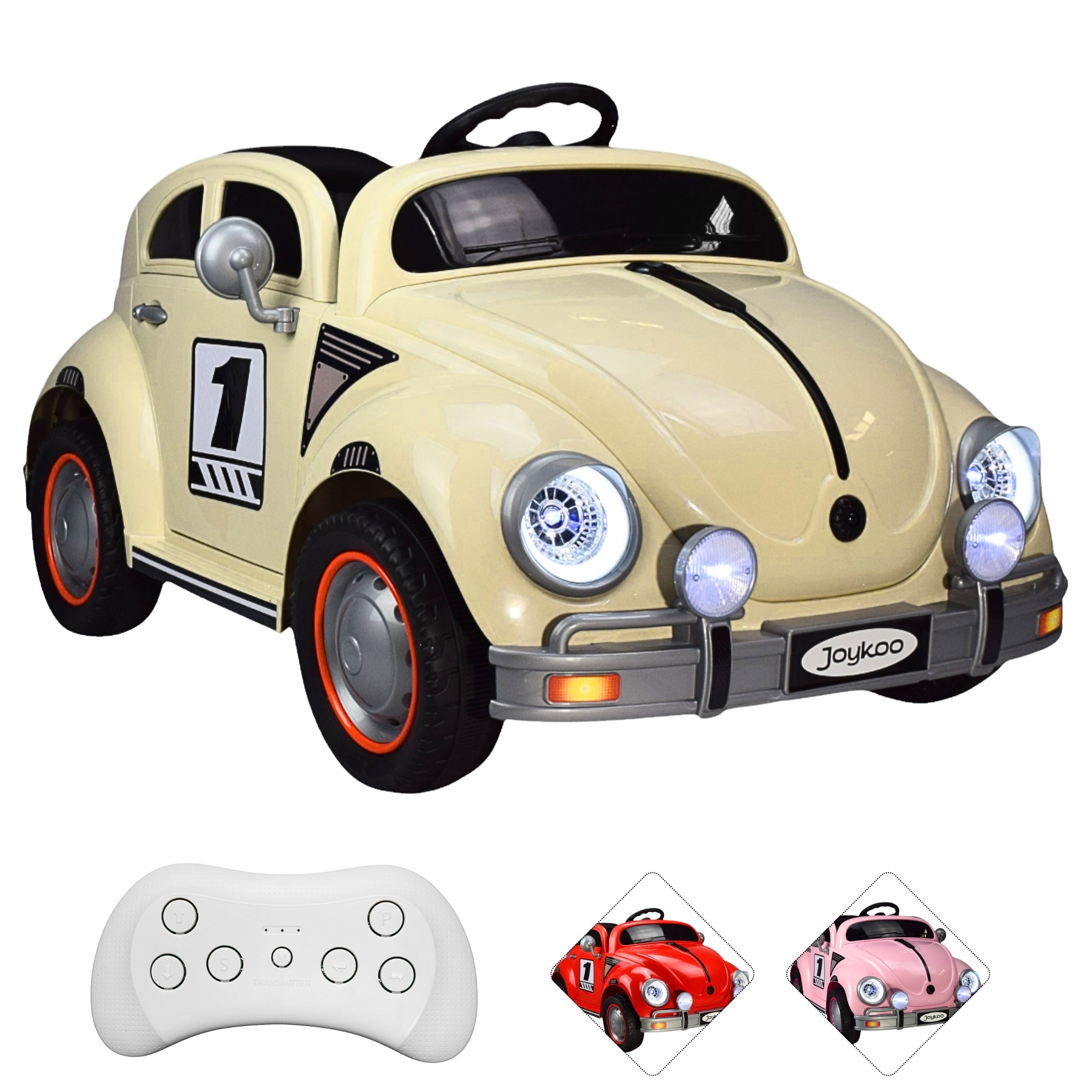 Montable para Niños Vocho Electrico Control Remoto luz 12V - BEIGE