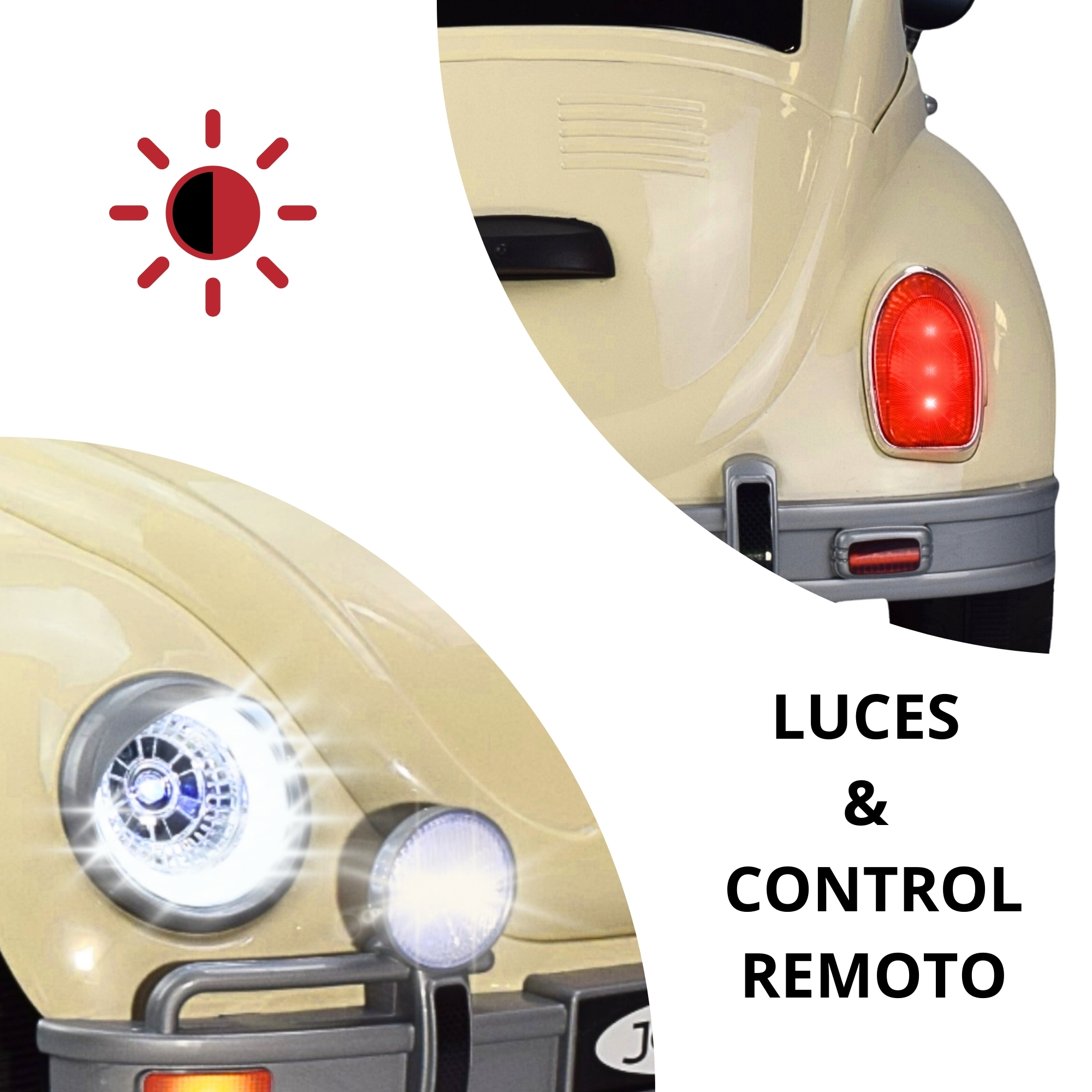 Montable para Niños Vocho Electrico Control Remoto luz 12V - BEIGE