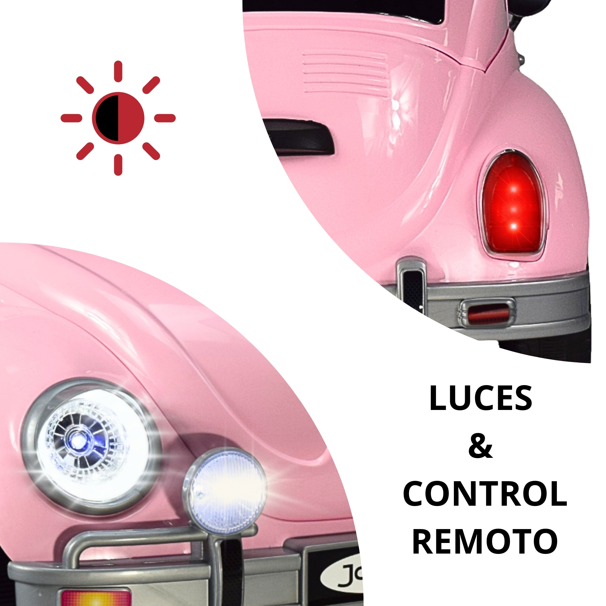 Montable para Niños Vocho Electrico Control Remoto luz 12V - ROSA