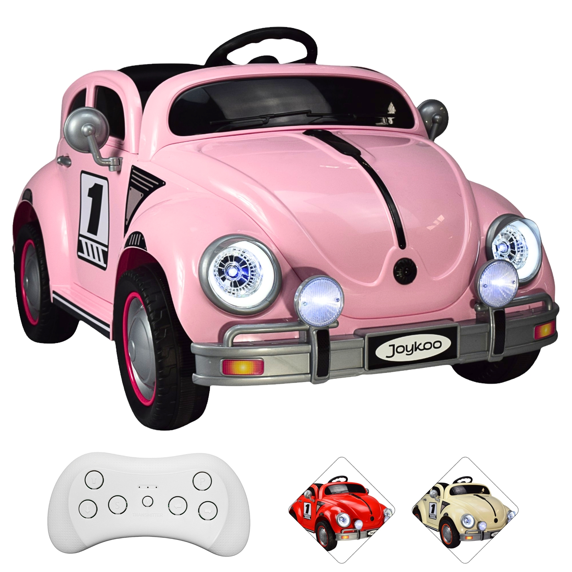 Montable para Niños Vocho Electrico Control Remoto luz 12V - ROSA