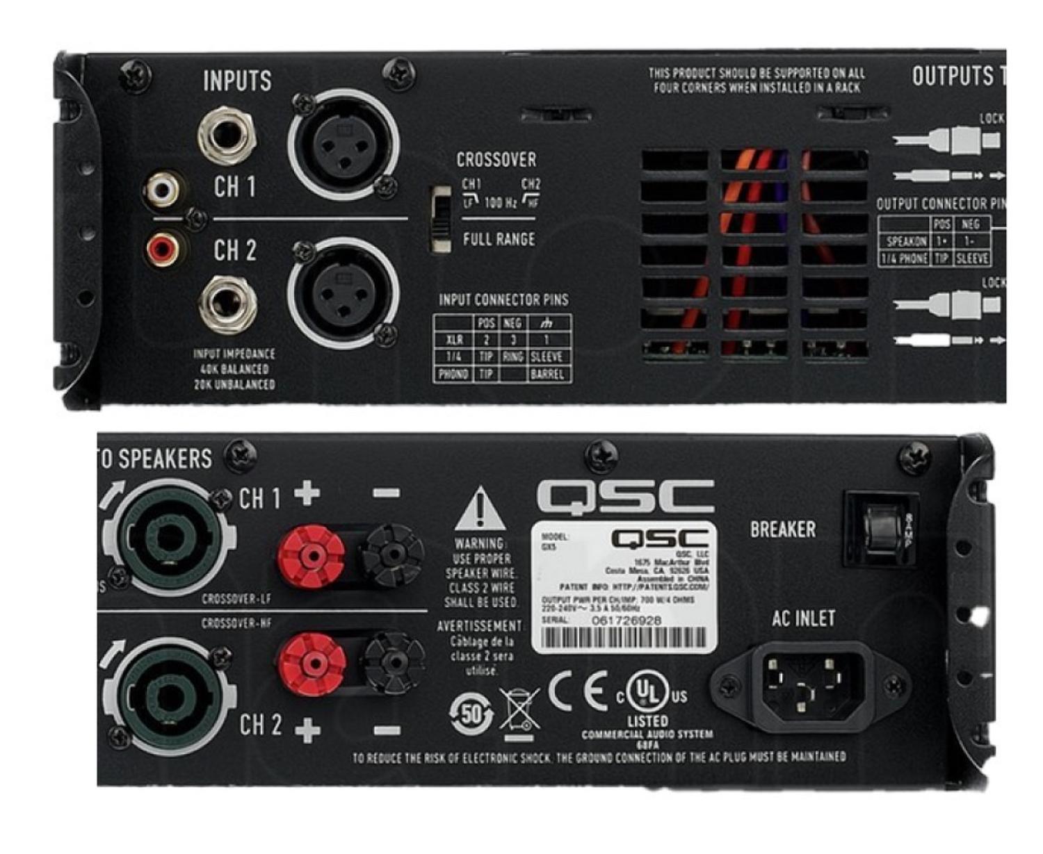 Qsc GX3 Amplificador de Poder 300w X Canal A 8Ohs Clase D
