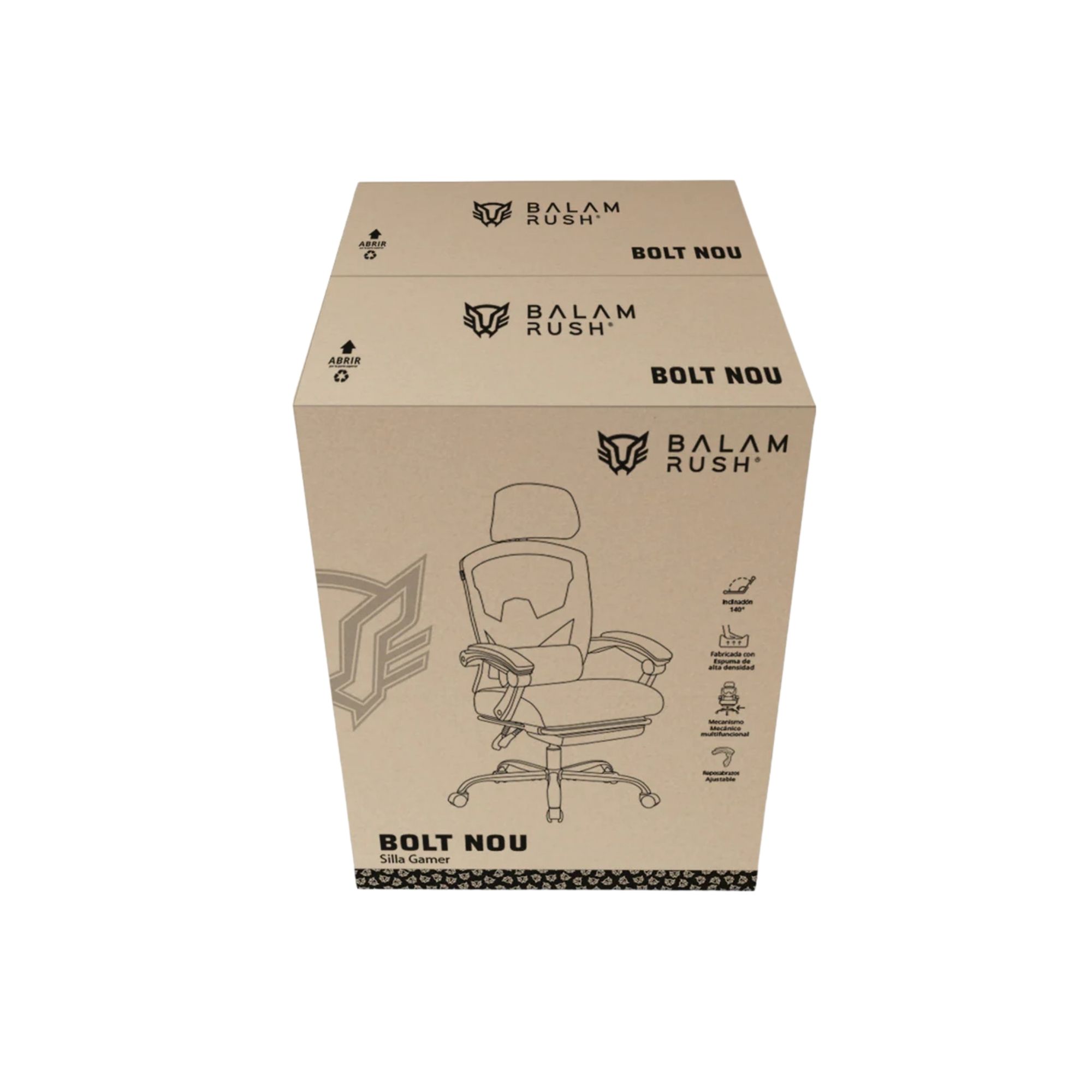 Silla Gamer Balam Rush Bolt Nou, de Malla, Reclinable, Reposa brazos, Reposa pies, hasta 130 Kg, Negro