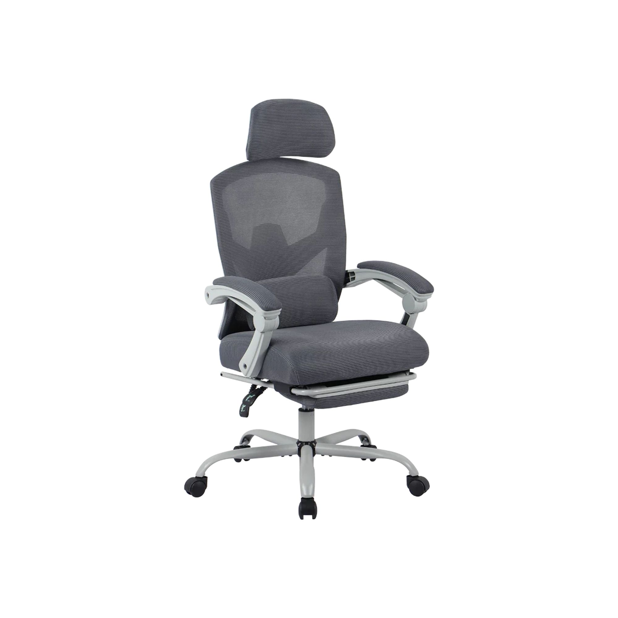 Silla Gamer Balam Rush Bolt Nou, de Malla, Reclinable, Reposa brazos, Reposa pies, hasta 130 Kg, Gris
