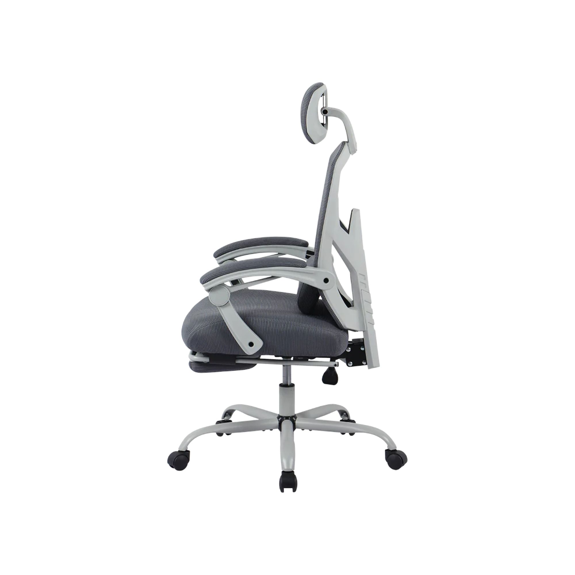 Silla Gamer Balam Rush Bolt Nou, de Malla, Reclinable, Reposa brazos, Reposa pies, hasta 130 Kg, Gris