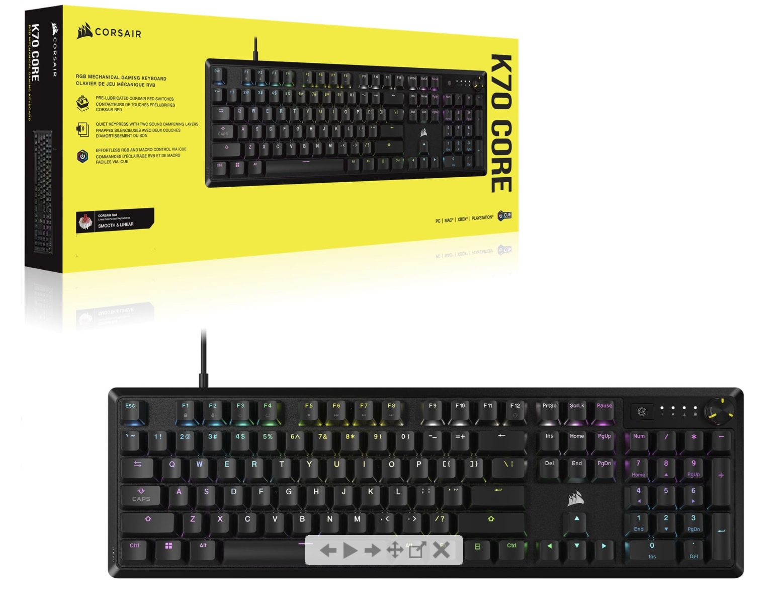 Teclado mecánico para juegos K70 CORE RGB, CH-910971E-NA