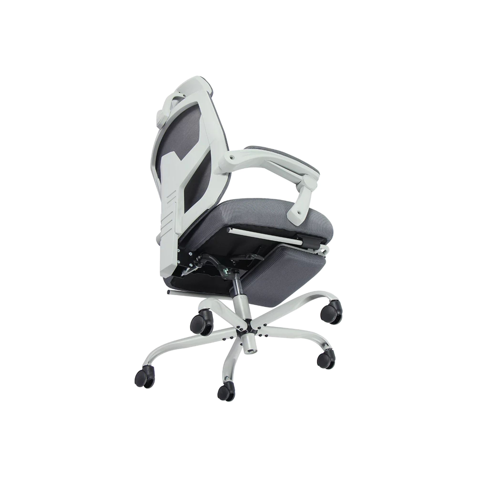 Silla Gamer Balam Rush Bolt Nou, de Malla, Reclinable, Reposa brazos, Reposa pies, hasta 130 Kg, Gris
