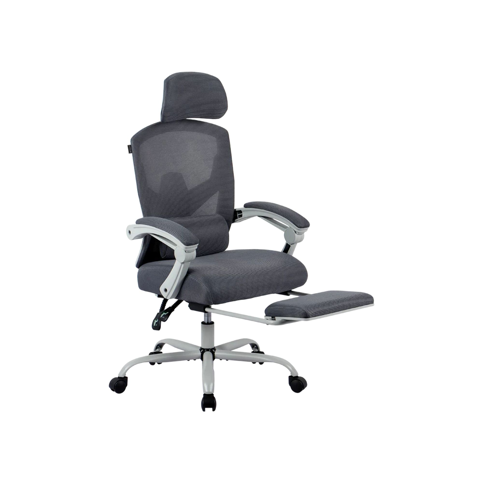 Silla Gamer Balam Rush Bolt Nou, de Malla, Reclinable, Reposa brazos, Reposa pies, hasta 130 Kg, Gris